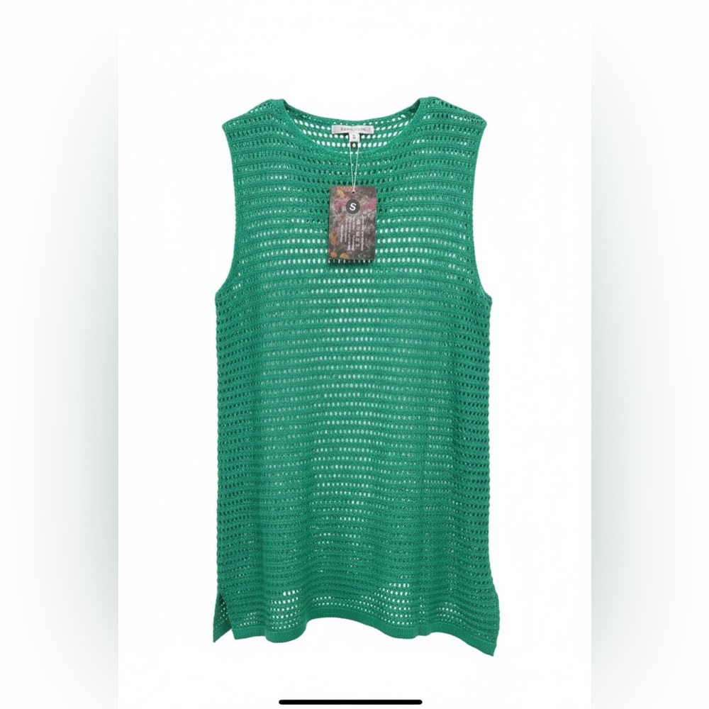 Women’s Classic Swimsuit Cover Green Sleeveless Knit Beach Summer Size S.